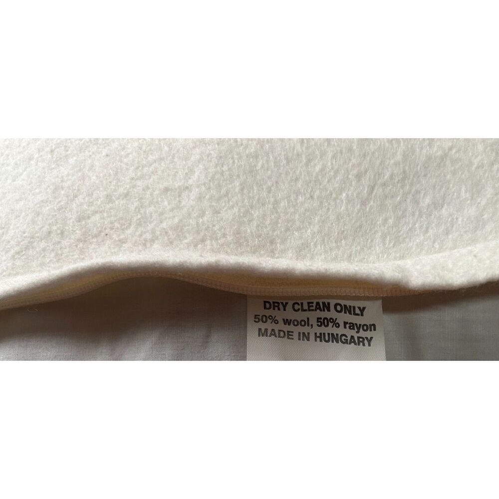 Hable Construction Wool Felt Applique Goose Filled Pillow 18x18 Cream Pink - Picture 2 of 7